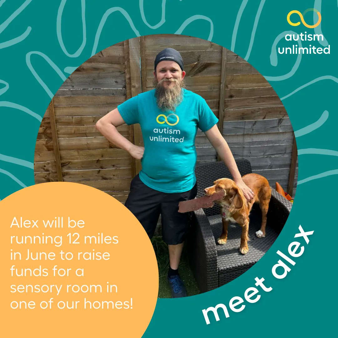 autismunlim1ted's tweet photo. Alex is a Support Worker at Autism Unlimited, and this June he is taking part in a sponsored 12-mile run to raise funds for a sensory room in one of our homes!
Please show your support by sponsoring him here: https://t.co/OophweOIIE
#autism #charity #fundraiser #sponsoredrun https://t.co/EEhtVa0sOm