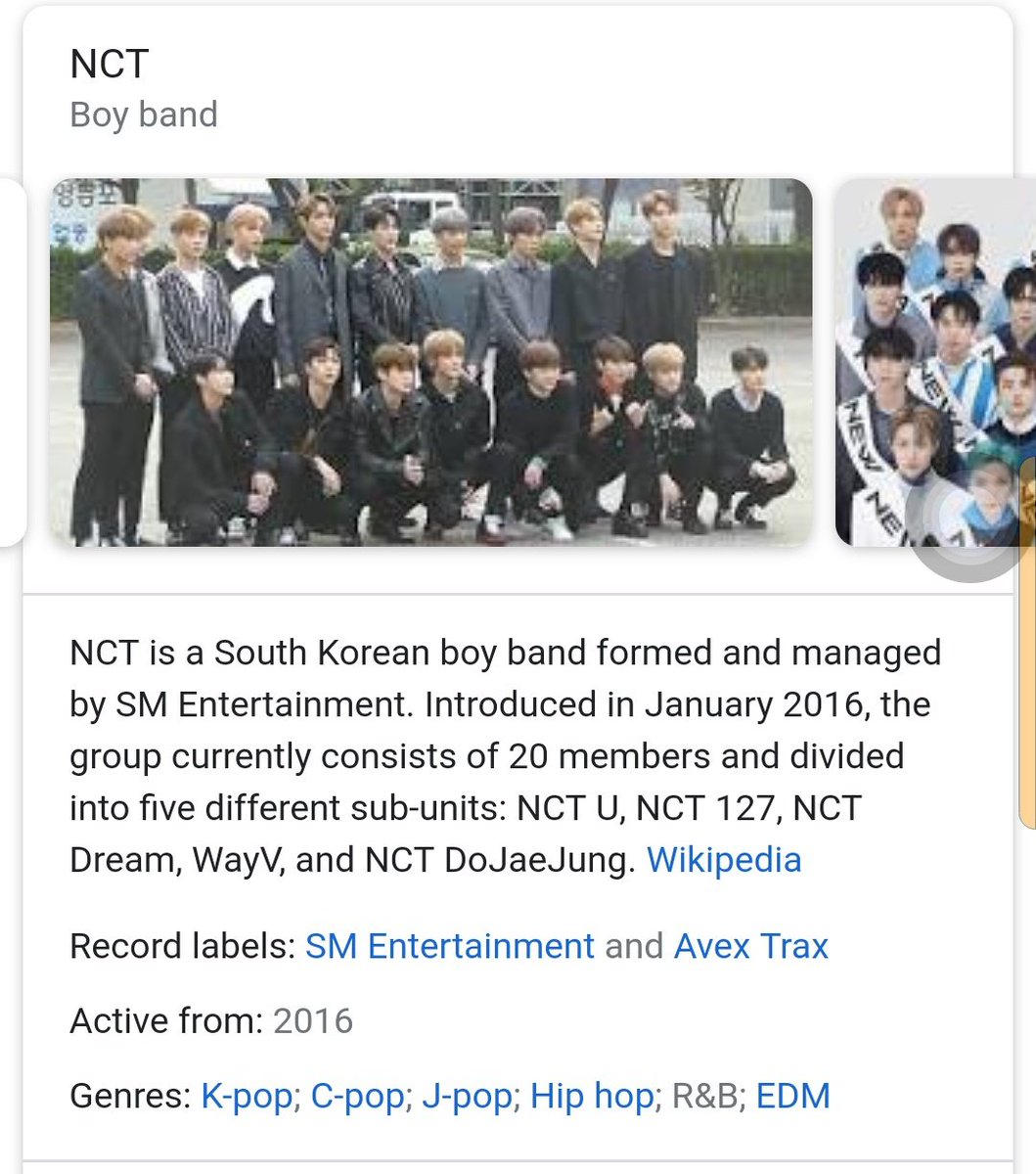 nct_menfess's tweet photo. di google nct! udah diganti jumlah member nya 😭😭😭😭😭😭😭😭😭😭 https://t.co/V8OystEKYq