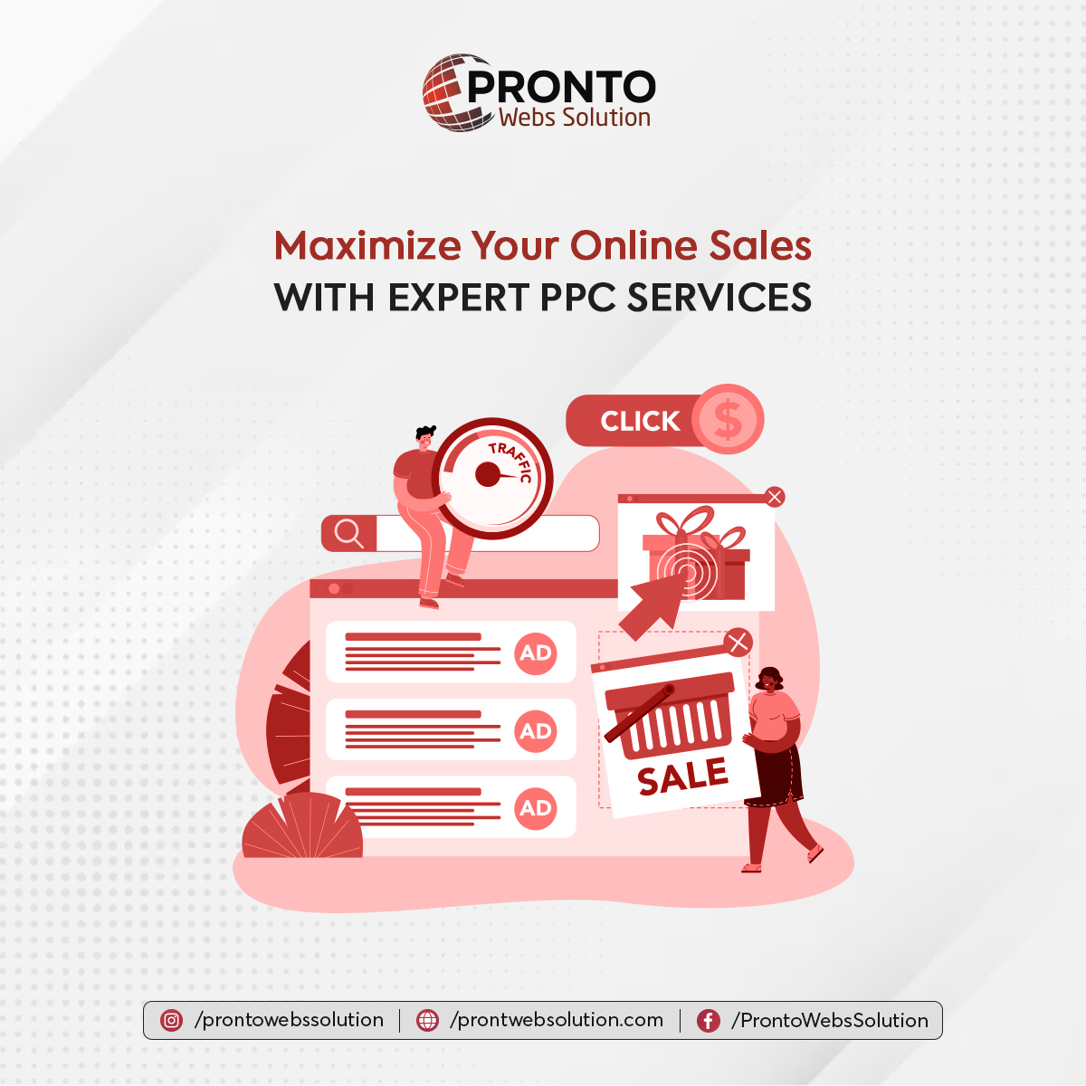 PWebsSolution's tweet image. Ready to boost your sales? Let our PPC experts at Pronto Web Solution create effective paid campaigns that drive traffic and increase sales for your business. Contact us today on prontowebssolution.com and let&apos;s start optimizing your ads! 
#PPCservices #ProntoWebSolution