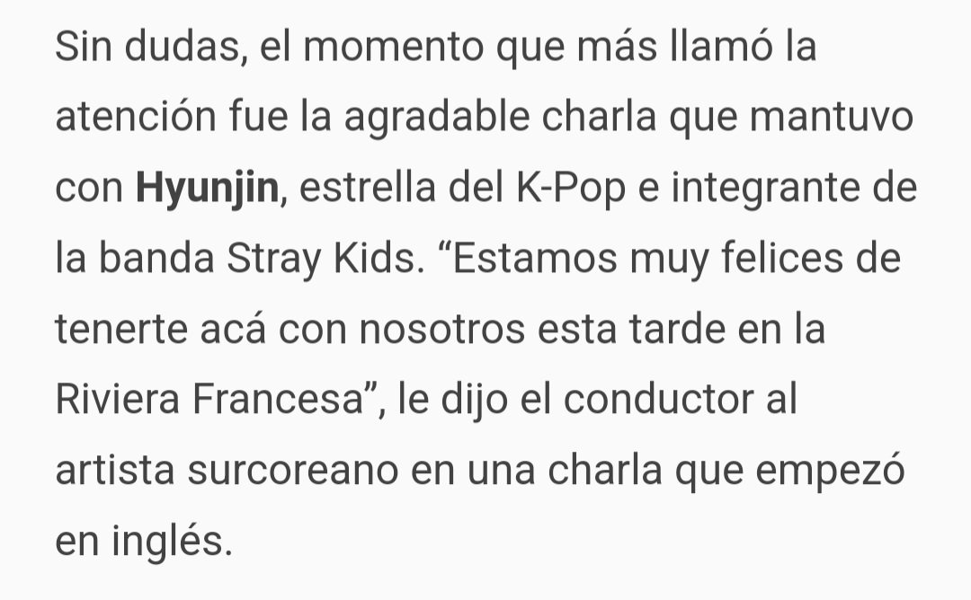 straykidsxzone's tweet photo. Two of the most important and biggest news channels in Argentina talked about Hyunjin (TN and C5N)

TN mentioned how the interaction between Hyunjin and Iván was the moment that most caught people's attention: "After noticing that Hyunjin was a bit nervous, he was quick to praise https://t.co/GbNyqVX3IK