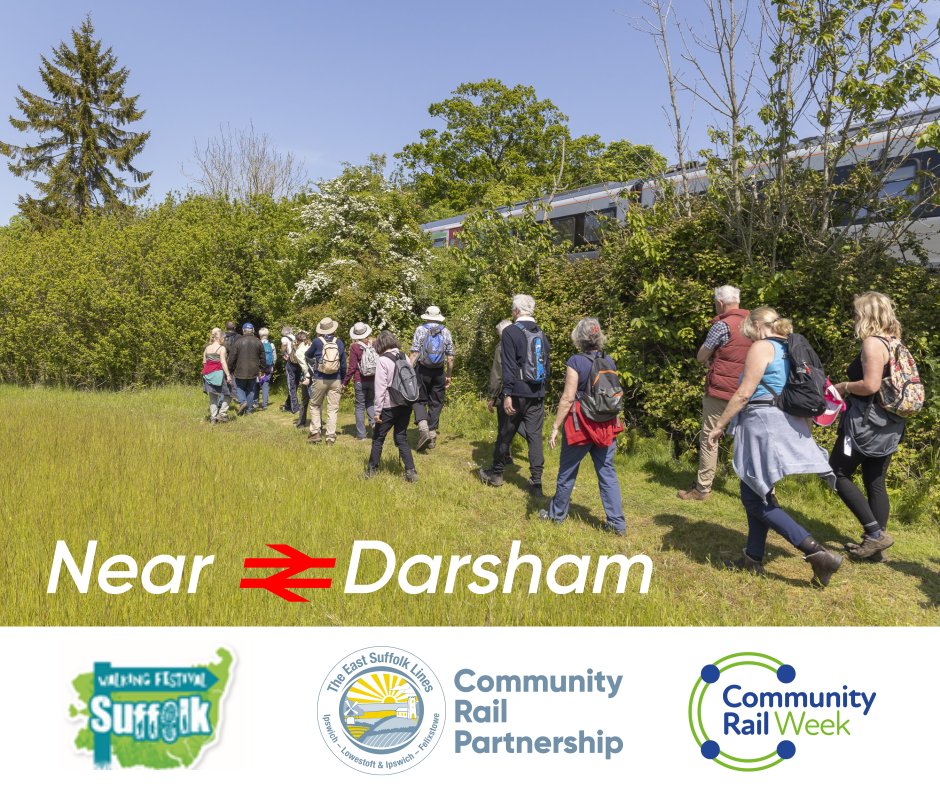 The weather was fab yesterday for our #suffolkwalkingfestival #communityrailweek walk from @greateranglia Saxmundham to Darsham. 40 took part. Thanks to @DiscoverSuffolk, GA for the family rail tickets for the prize draw, and Darsham Country Centre for the tea, coffee & cakes!