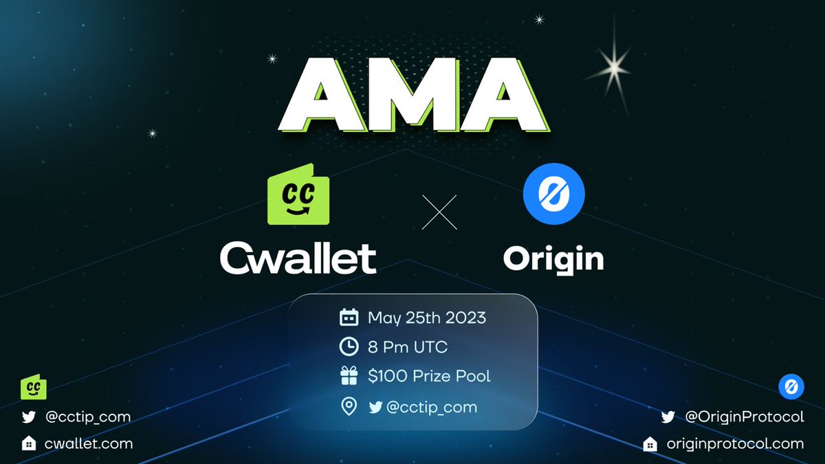 🌟We will host AMA with <a href="/OriginDeFi/">Marcin</a> - Unlock DeFi's Potential

⏰8pm May 25th 2023 UTC
🎁 $100 Prize pool

✅Set a reminder and join: x.com/i/spaces/1jMKg…

#AMA