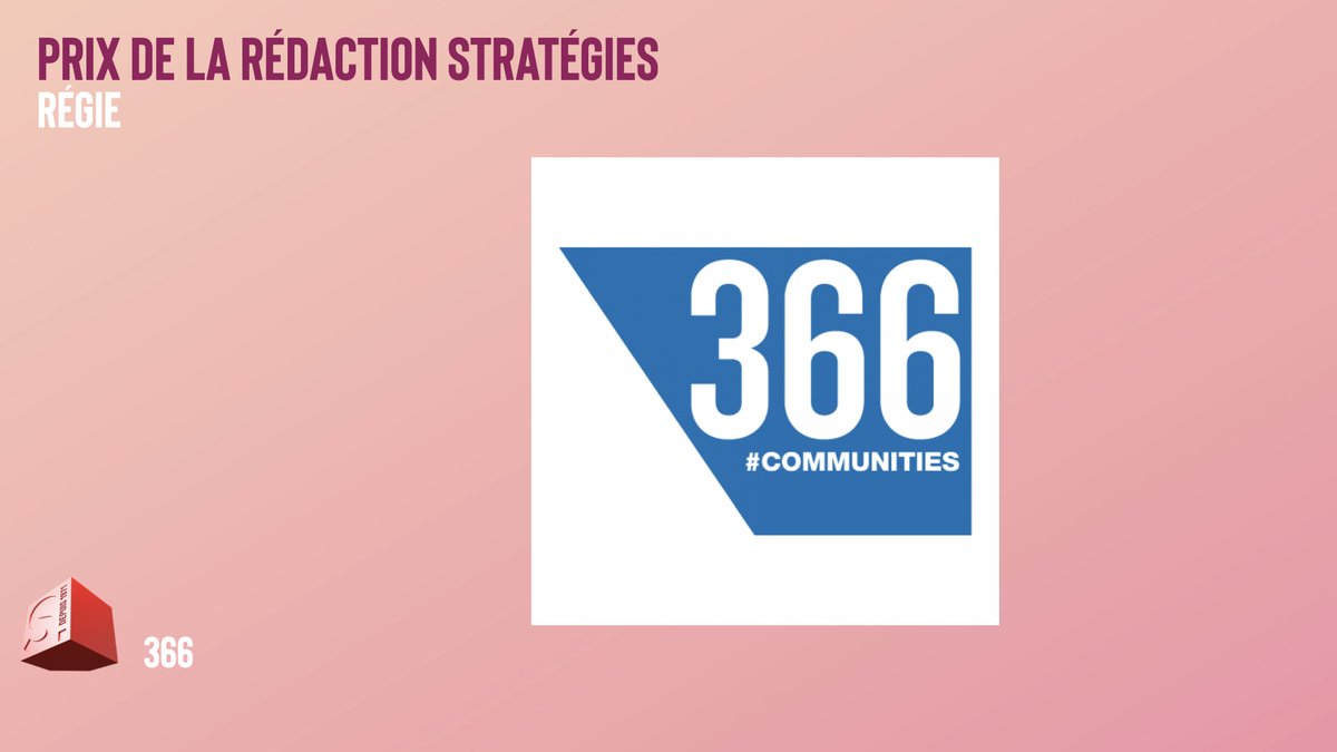 La rédaction de Stratégies comme chaque année a remis 3 Prix spéciaux. Le Prix de la rédaction de la régie de l’année revient à <a href="/366communities/">366</a>. Un grand bravo ! #gpstrat