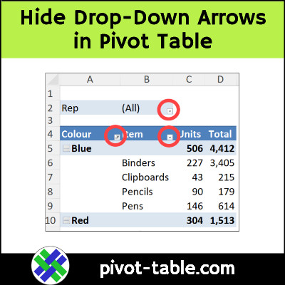 contextures's tweet image. Hide drop down arrows in pivot table headings -- option setting or macro  #Excel #PivotTable #ExcelVideo
pivot-table.com/2023/05/24/hid…