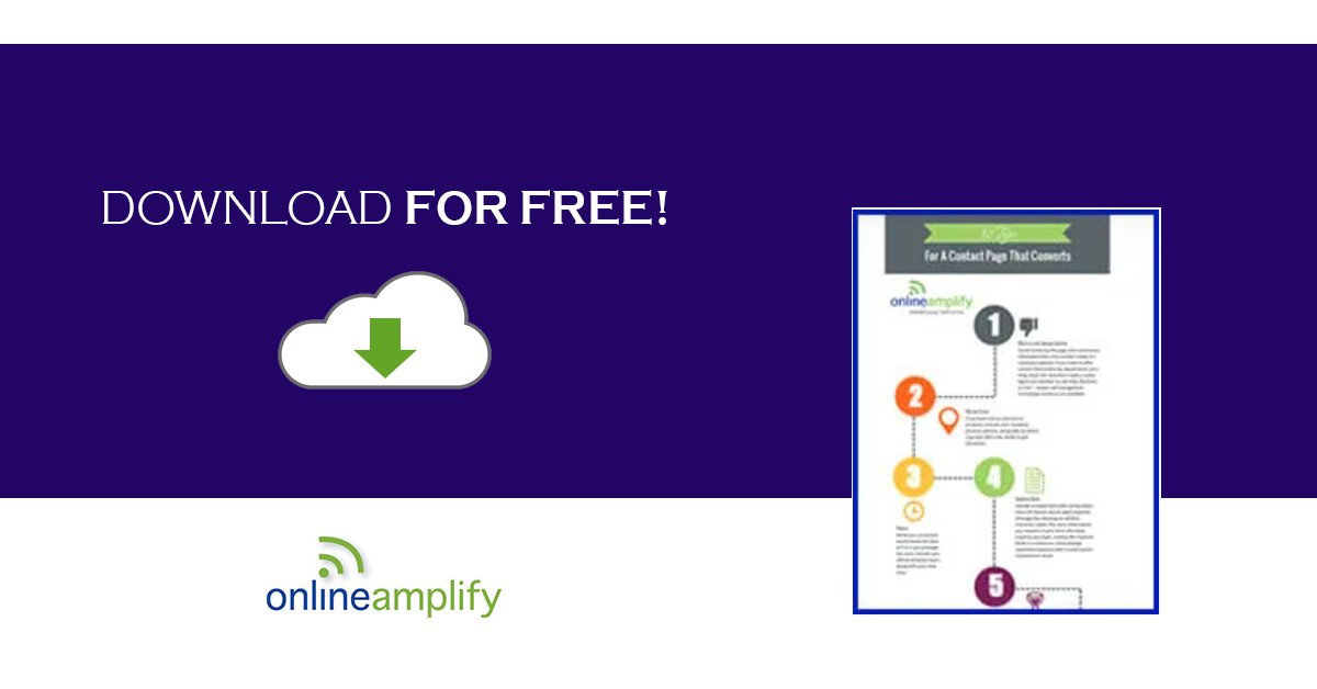 onlineamplify's tweet photo. A Contact page is an essential requirement for any website. After all, one of the main purposes of a #website is to provide prospective customers an easy way to get in touch. Download our free infographic w/10 tips for a contact page that converts. #UX https://t.co/0ZRHnAYlq1 https://t.co/mIv5H0ZPBj