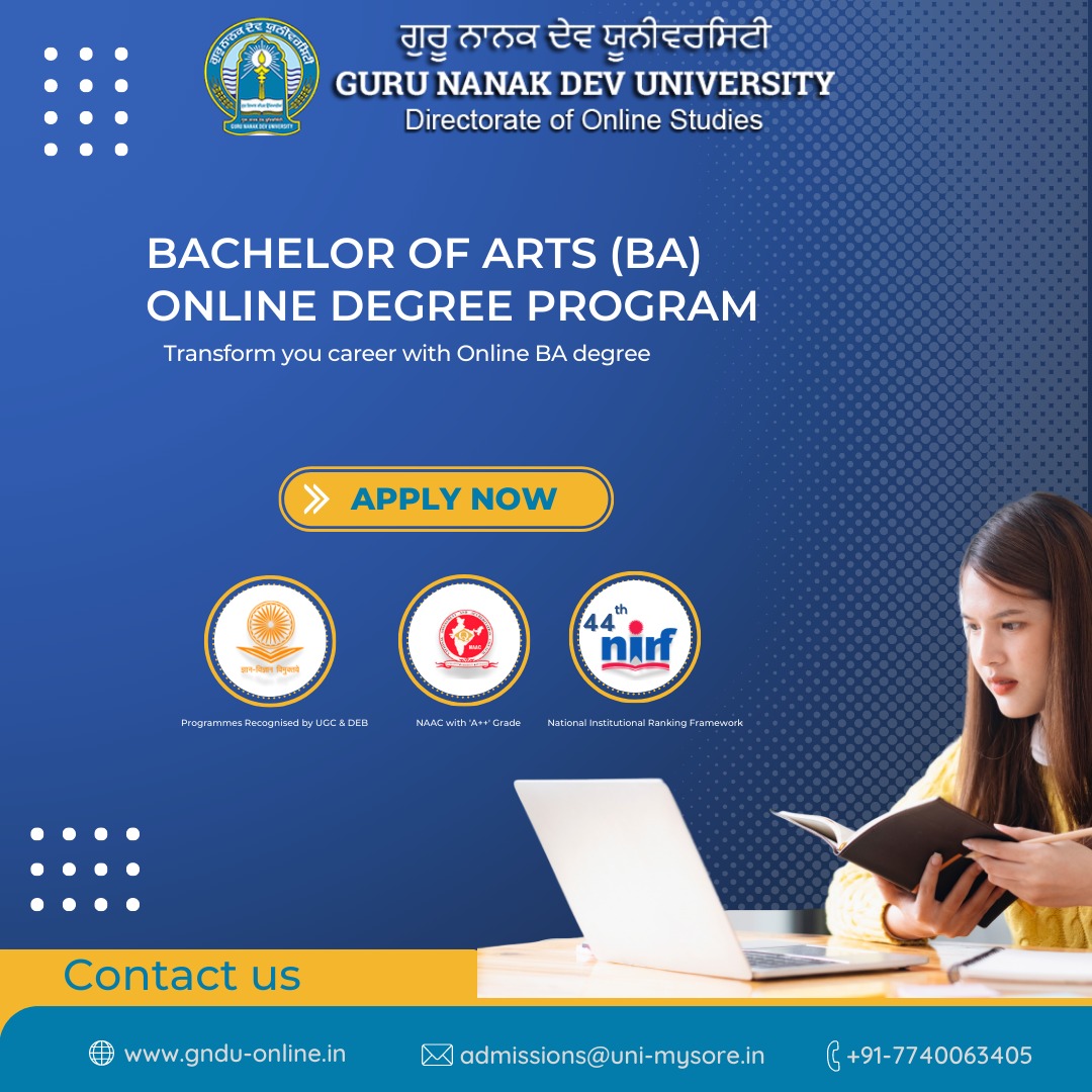 GnduOnline's tweet photo. Now at Guru Nanak Dev University Bachelor of Arts (BA) in Online Mode.
Enroll Now - https://t.co/BAaPArY9pu
#onlineba #onlineeducation #bachelorofarts #onlinecourses #onlinedegree #gndu #gnduonline #guru_nanak_dev_university https://t.co/6tS13qD39S
