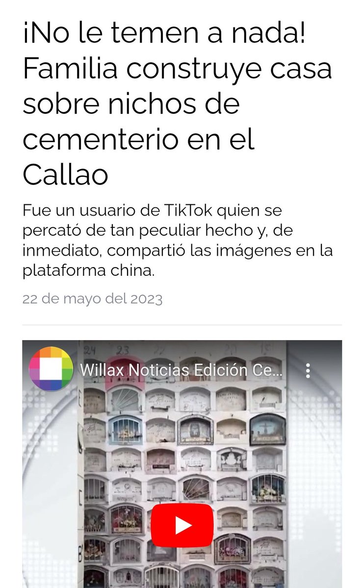 En TikTok se ha viralizado un vídeo de una casa construida sobre los nichos del Cementerio Baquíjano y Carrillo en el Callao, y muchos colegas empezaron a hacer eco de la noticia.