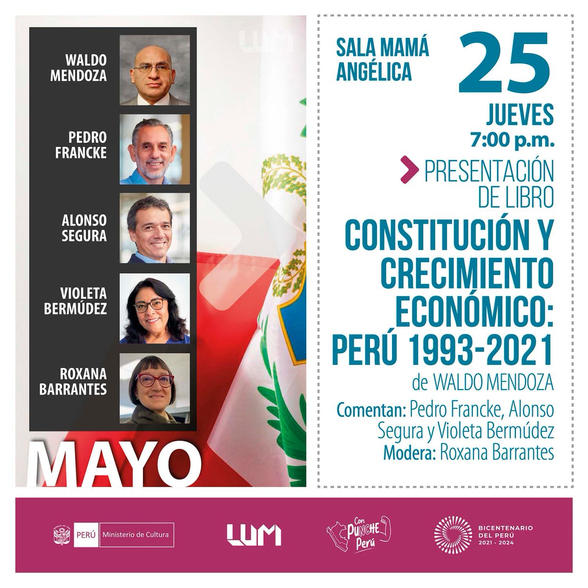 WaldoMendozaB's tweet photo. Hay que cambiar la constitución económica del Perú? Esa pregunta la responderemos junto con los ex ministros Pedro Francke, Violeta Bermudez y Alonso Segura, y la moderación a cargo de Roxana Barrantes mañana a las 7 pm en el LUM. El ingreso es libre. https://t.co/CUnyDd19dX