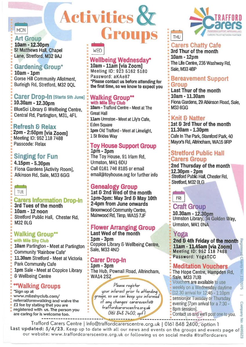 TraffordSENDIAS's tweet photo. Carers Week is quickly approaching, and we think our carers deserve a big celebration! We are inviting all our registered carers to join our activities and events and have a smashing time! https://t.co/X1I6lZbUwY