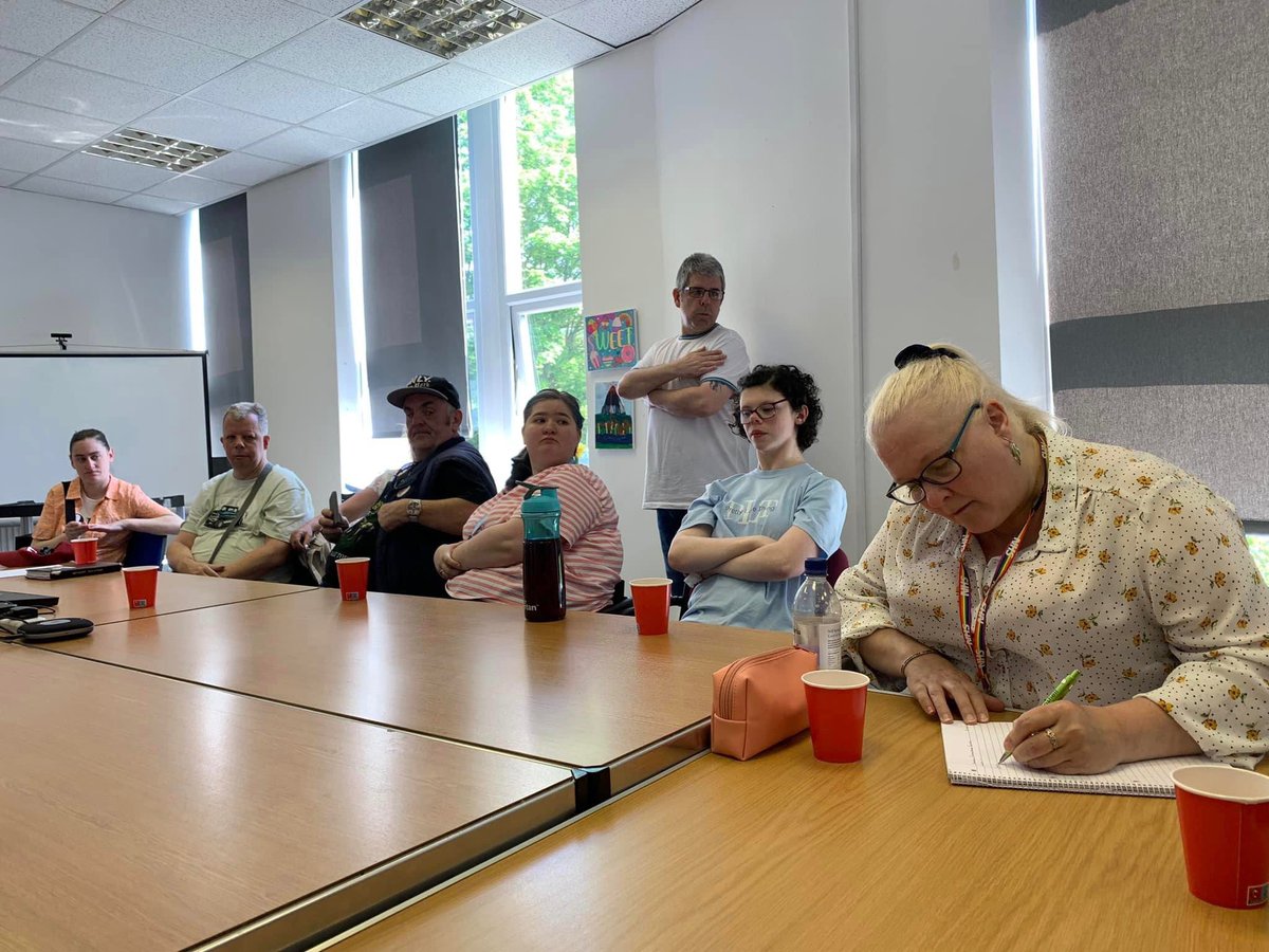 Pftameside's tweet image. Today’s Shadow Partnership Board event with guest speakers Jenny &amp;amp; Carol, Health Inequalities Lead from The Learning Disability Care Hub. We chatted about our experiences with health checks, GP's and health screening.