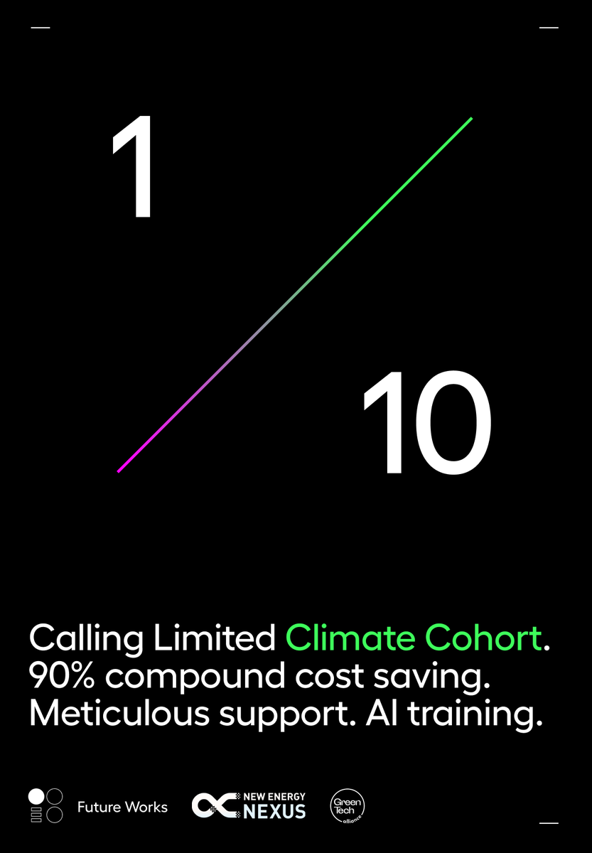 mattleta_'s tweet photo. Climate Cohort applications ending tonight! 

Get services at 1/10 cost and AI training for your Climate Startup! 👇

Submit a project here: https://t.co/eKdaDTY5wb

⚡️ https://t.co/YShWbH408p