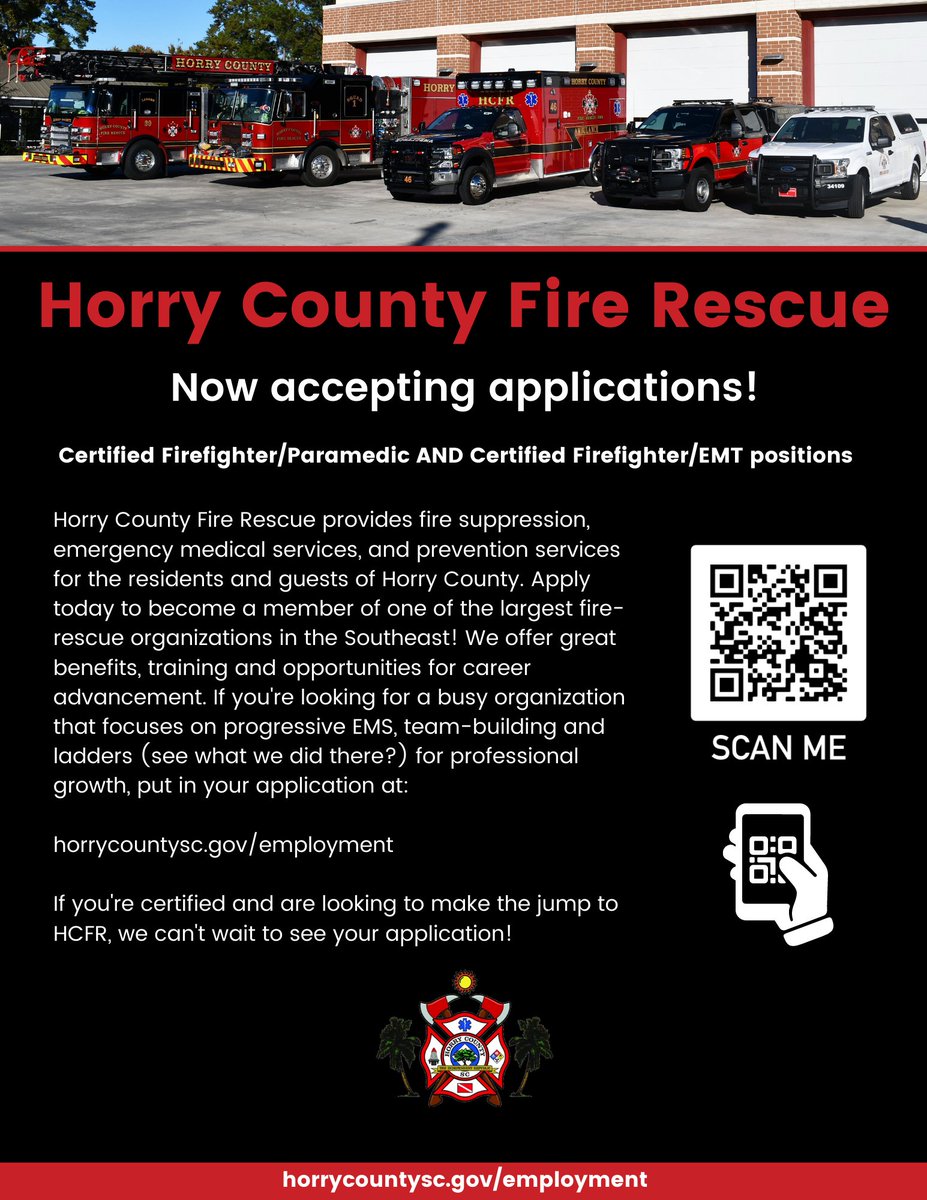 Horry SC Fire Rescue on Twitter "HCFR is hiring for certified