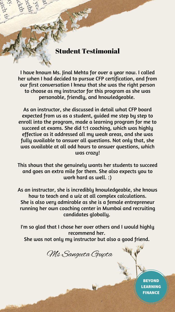 beyondlearningt's tweet image. Reach me at 
🌐 beyondlearningfinance.com
#certifiedfinancialplanner  #cfp #finance  #onlinelearning  #learning #course #fintech #entrepreneur #testimonial #india  #financeblogger #certificationprogram  #startupindia  #fpsb #certifications #indianeducation #education #happystudents