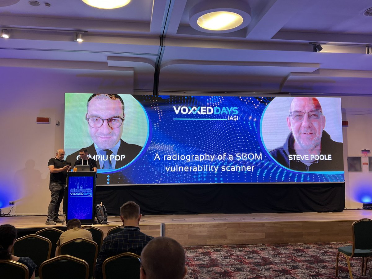 VoxxedIasi's tweet image. Join @olimpiupop and @spoole167 in Magnum room for a radiography of a SBOM vulnerability scanner! #itisfun
