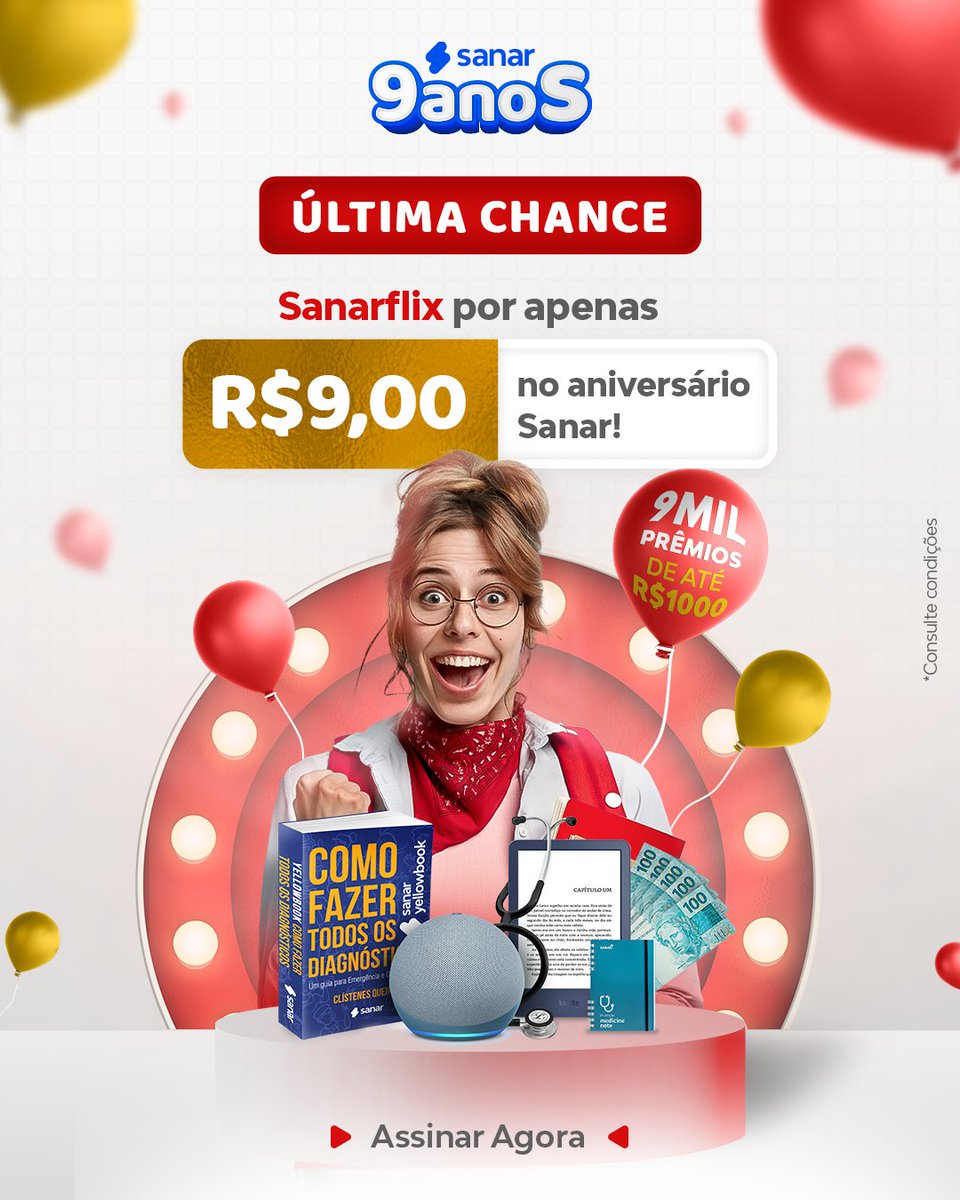 ÚLTIMA CHANCE para aproveitar o SanarFlix por apenas R$9,00 no primeiro mês. ❤️

Assine agora aqui: sanarflix.com.br/assine/?utm_so…