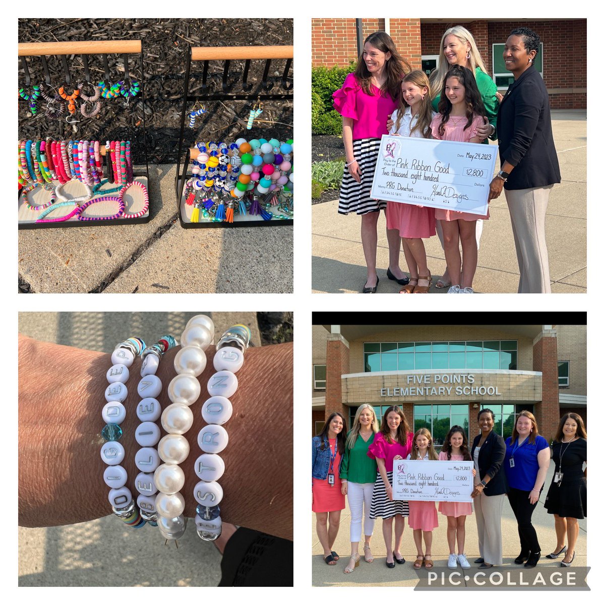 Five Points 4th graders Haddie and Aubrey raised $2,800 for Pink Ribbon by making fun bracelets and jewelry! Their efforts will help provide meals and transportation for women going through cancer treatments. I have my own set I wear daily!@Boro_FivePoints