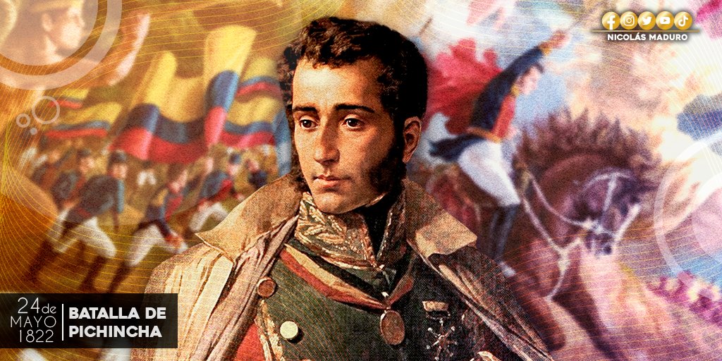 NicolasMaduro's tweet photo. Pichincha, jornada que definió el destino soberano de nuestro continente, gracias al sacrificio de sobresalientes guerreros, bajo el mando del Gran Antonio José de Sucre. Aquella victoria gloriosa demostró la fuerza poderosa de los Pueblos, cuando se reconocen y luchan en perfecta unidad.
