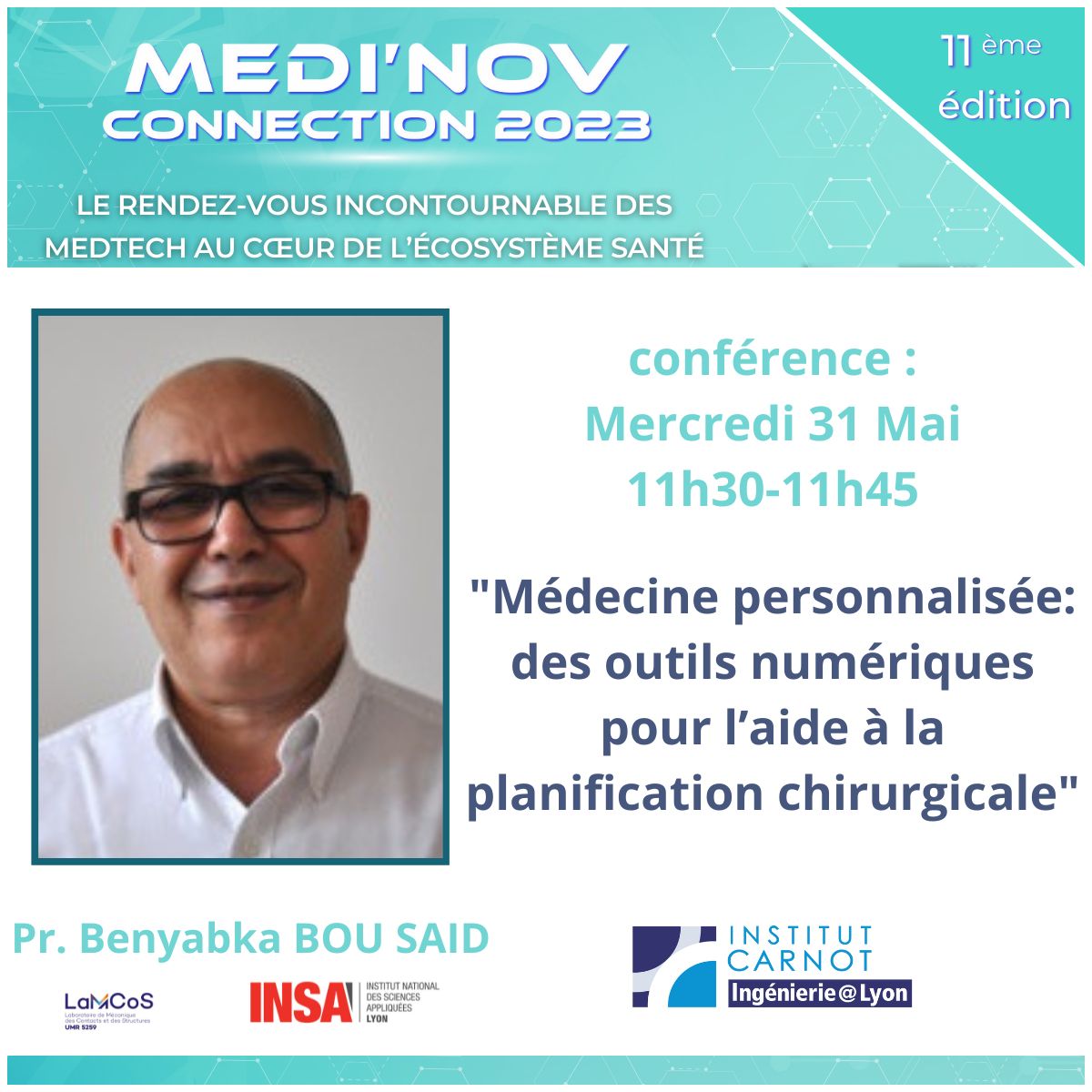Carnot_IatL's tweet photo. MÉDI'NOV CONNECTION 2023 Lyon ♦ Rejoignez les experts #carnotMedtech➡️ stand 79 : MICA, Chimie Balard Cirimat, Ingénierie@Lyon 
inscriptions👉 https://t.co/qGz2PEdzTB
#medtech #carnot #santé #ingénierie #innovation #aorte #anévrisme #orthopédie #chirurgie #simulation #médecine4P https://t.co/cFCrs9Gz5k