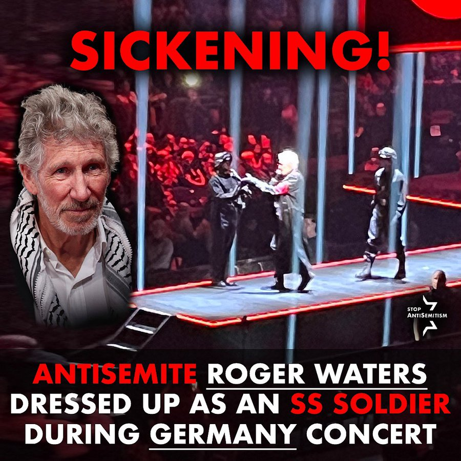 JoopSoesan's tweet photo. Show van Roger Waters in Berlijn liep over van antisemitisme en Israël haat. Vergeleek Anne Frank met omgekomen Palestijnse journaliste en kleedde zich als een SS-soldaat https://t.co/LScc5KVWAF https://t.co/bB7p4TQUQP