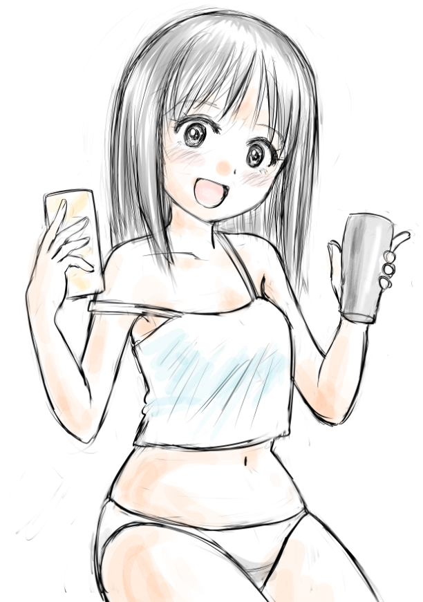「おやすみらくがきビール飲んで寝る。」|いさかこうじのイラスト