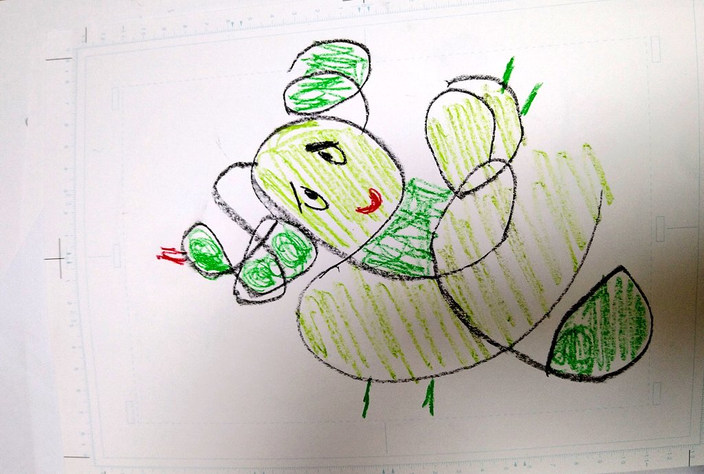 「娘が紙に描いたぐちゃぐちゃをパパが完成させるシリーズ。サボさんとチョッパーだそう」|AK壱乃のイラスト