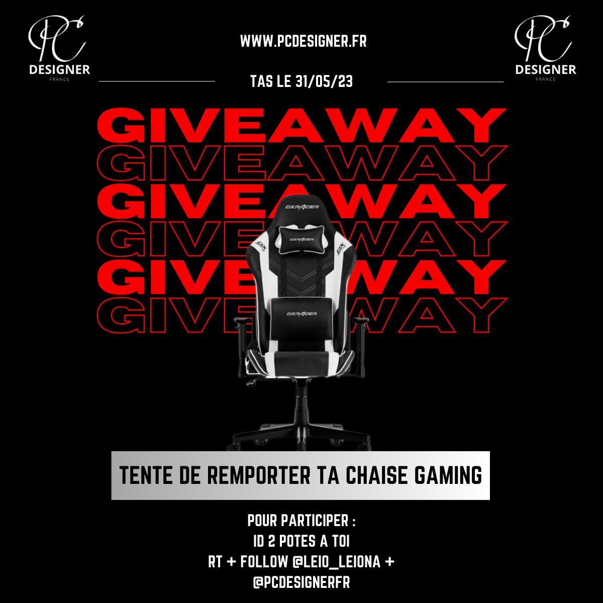 Leio_Leiona's tweet image. 🎊 Nouveau partenariat avec Pc Designer France !

💚Pour célébrer, tentez votre chance pour remporter cette magnifique chaise gaming ! 

Pour participer: (T.A.S 31/05)
- Tag 2 potes à toi !  
- RT + Follow @Leio_Leiona  &amp;amp; @pcdesignerfr