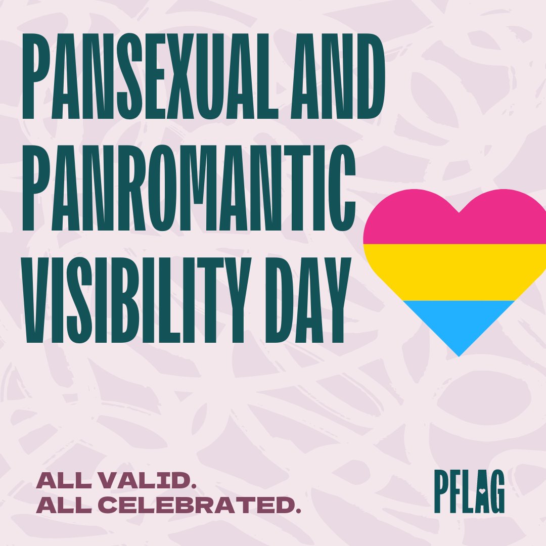 Happy #Pansexual and #Panromantic Visibility and Awareness Day! 💗 Learn more about pansexuality and panromanticism at pflag.org/glossary