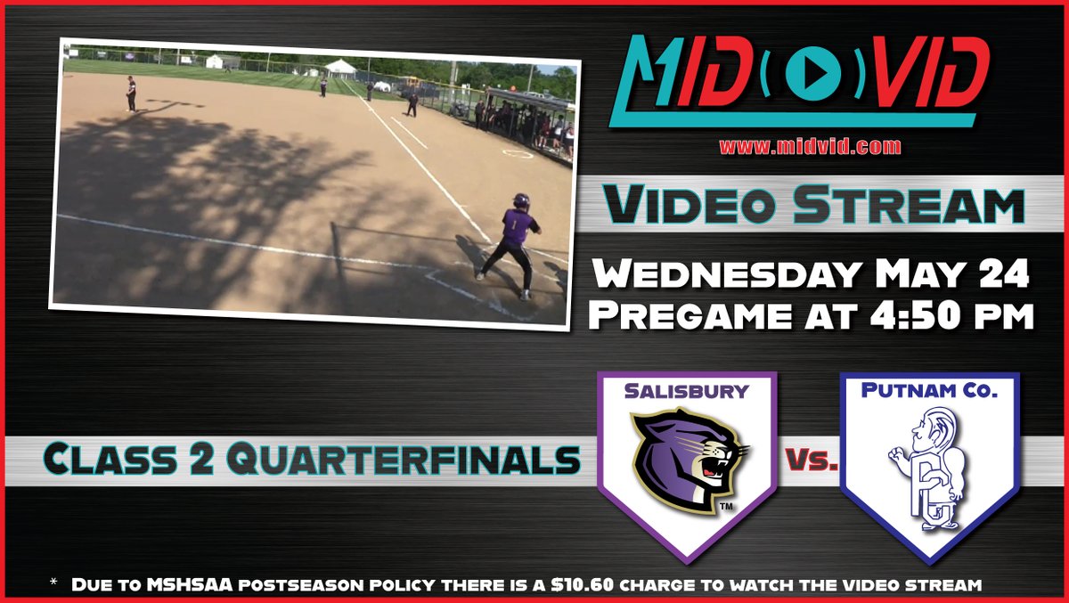 It's GAMEDAY ⚾️ for the Salisbury Panthers and Putnam County Midgets! Watch the Panthers take on the Midgets in Class 2 Quarterfinal action at 5:00!
