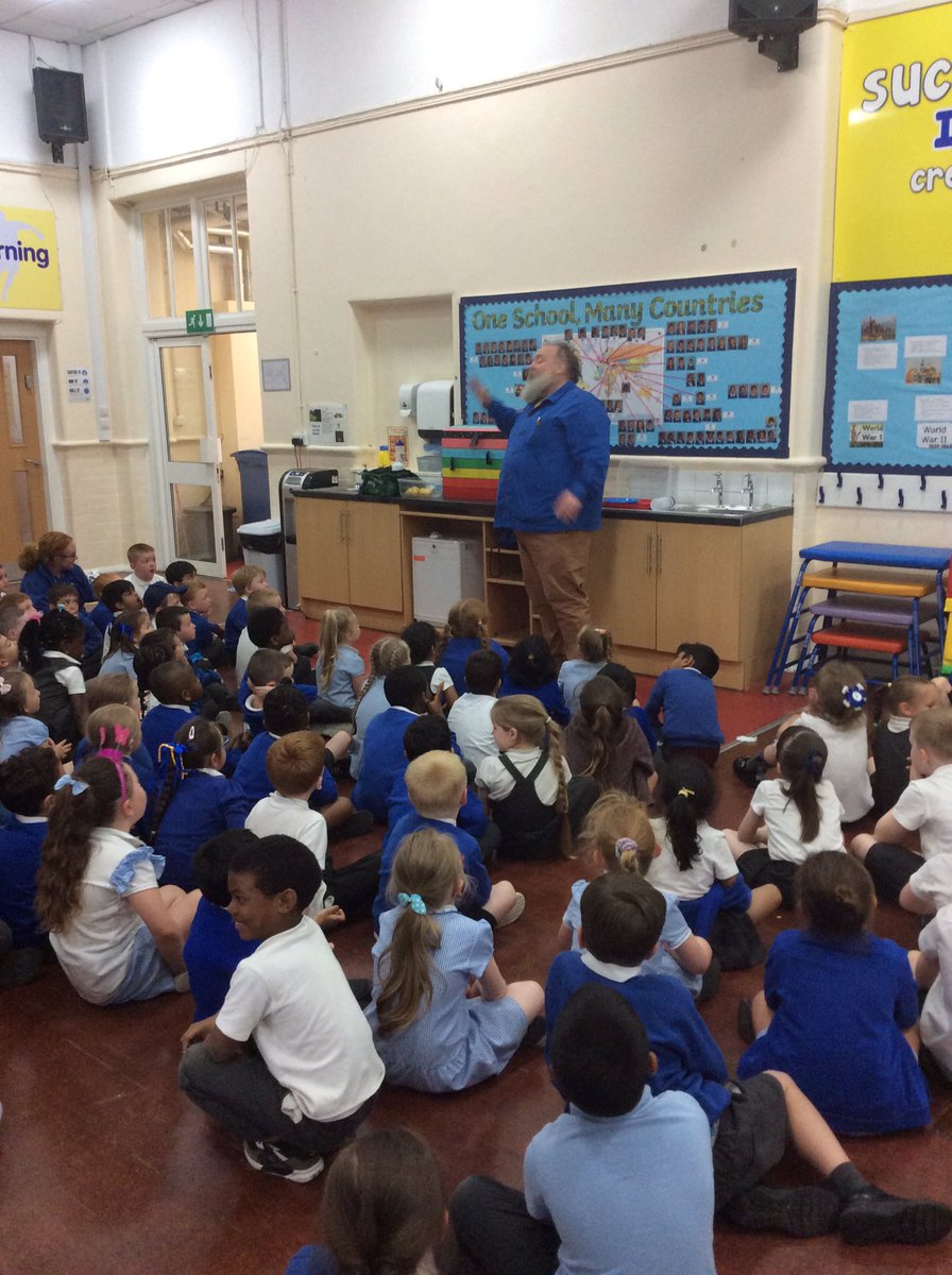 GSPSGermany's tweet photo. We absolutely have loved having @GavCross at @GwladysStPrim this afternoon sharing the story of The Mitten. The children loved joining in with the characters crunch munch the mouse and hopscotch the frog. @GSPSGermany #GSPSREADERS https://t.co/dayjAkqw5D