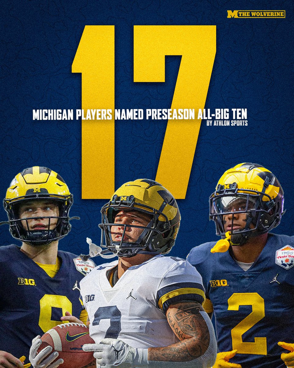 1⃣7⃣ @UMichFootball players have been named preseason All-Big Ten by Athlon Sports 👀 #GoBlue

on3.com/teams/michigan…