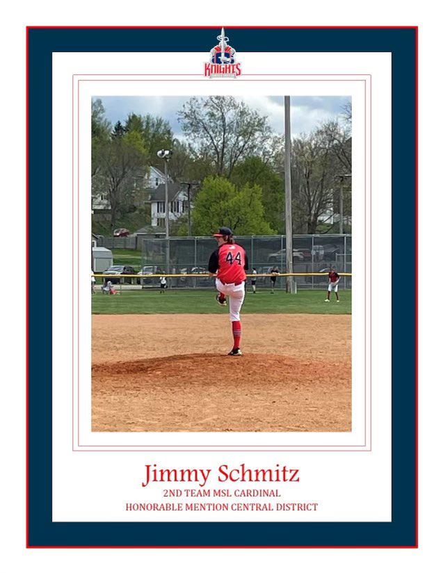 Congratulations to Junior, Jimmy Schmitz on being named 2nd team all league and Honorable Mention All District. Jimmy is as consistent of a pitcher as I’ve ever had and his ability to work black to black on the plate makes him extremely effective.