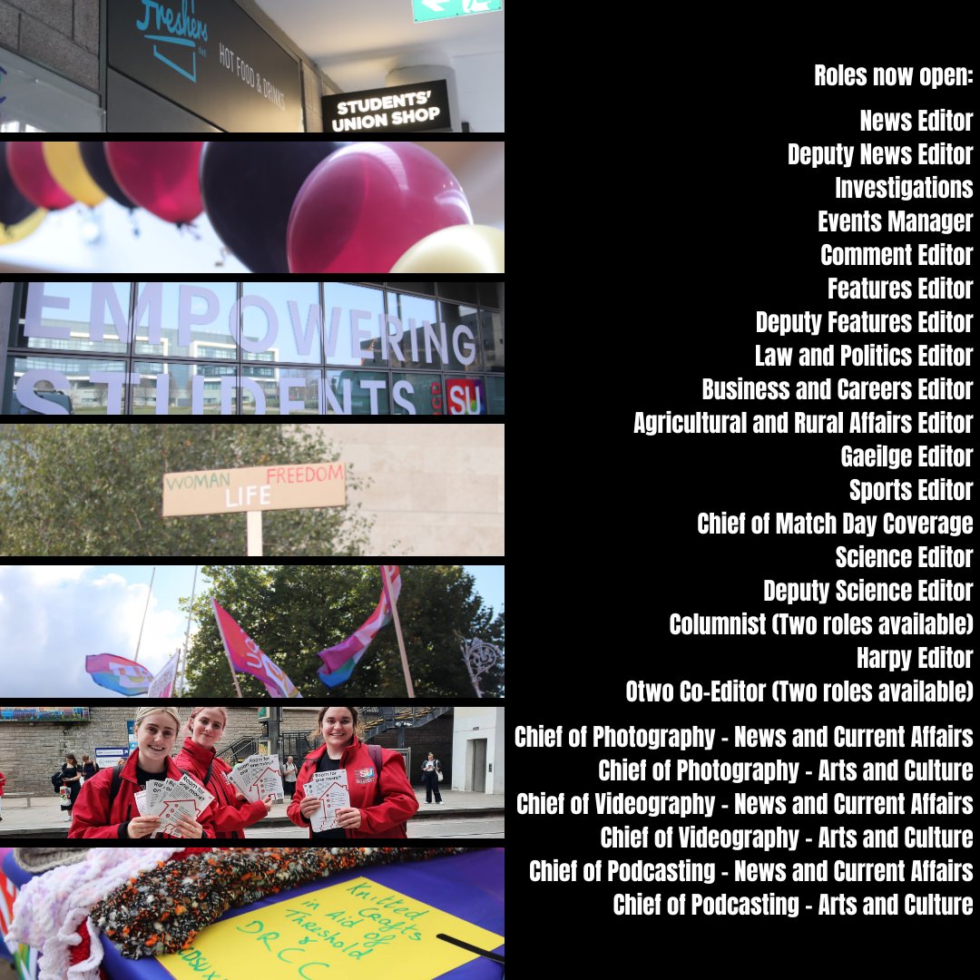 Otwo's tweet photo. ONE WEEK REMAINING: Apply for OTwo Co-Editor, broadsheet section editor, or an Arts &amp; Culture chief of content role!

Full details on how to apply can be found at https://t.co/9xxmqHwRtK

You can email editor@universityobserver.ie, or DM us here for more details! https://t.co/ryFszNn4Re