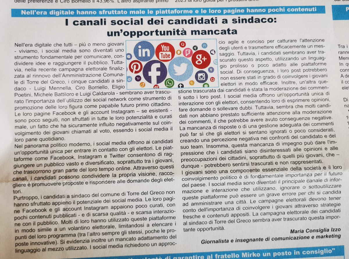 Elezioni Amministrative a #TorreDelGreco, #socialmedia: un'opportunità mancata per i 5 candidati a sindaco...