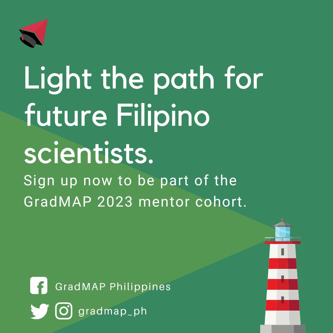 gradmap_ph's tweet image. You have the power to inspire and motivate the next generation of STEM leaders. Join our mentorship program today.

Register now!

📍bit.ly/gradmapmentor2…
Registration closes June 17, 2023

#gradmapPH #mentorship #sciencePH #pinoyscientists