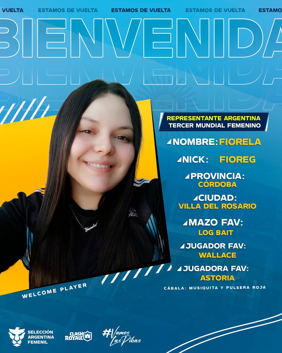 Una de nuestras capitanas y jugadora hoy se hace presente 😍

Desde Córdoba, V. Del Rosario .. directo para el tercer mundial 💪🏻

Con ustedes <a href="/FioreGiraudo/">🌺 •𝙵𝙸𝙾𝚁𝙴𝙲𝙸𝚃𝙰• 🌺</a> 🥳

¡BIENVENIDA A ESTE NUEVO DESAFÍO!

#VamosLasPibas 2023 ⭐⭐⭐

Les dejamos aquí algunos datos de nuestra jugadora ⬇️⬇️