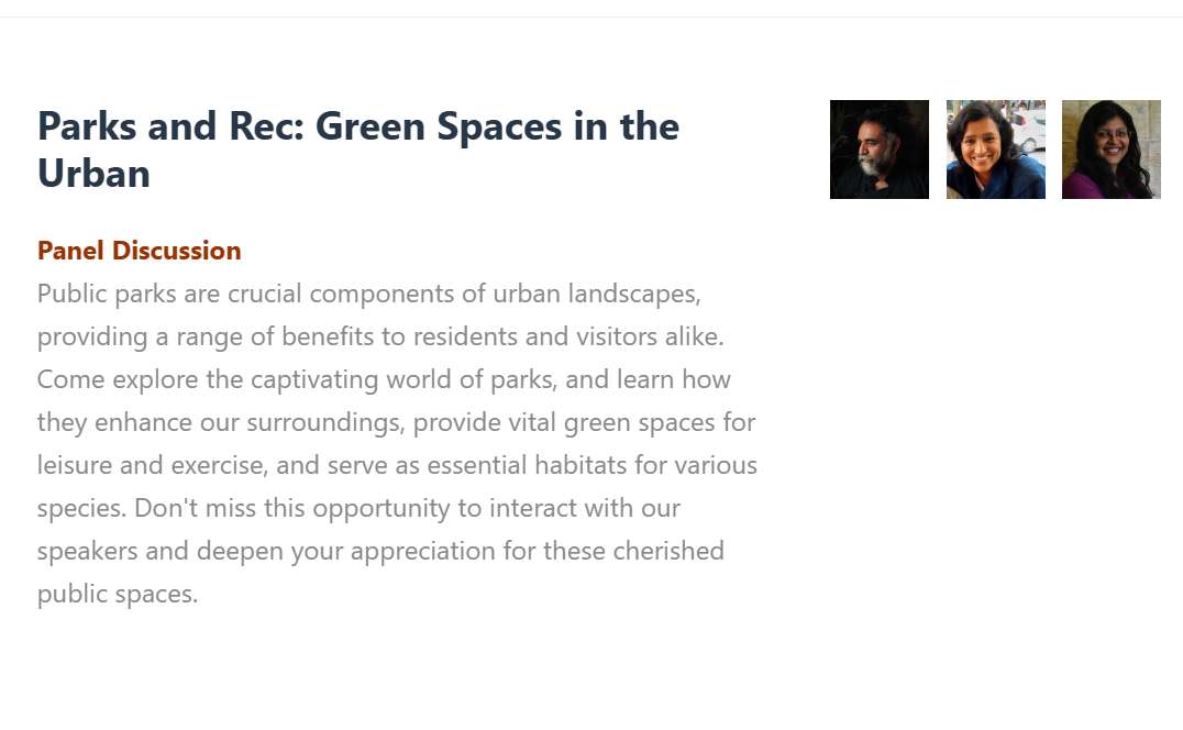 HariniNagendra's tweet photo. Bangalore friends - want to join a fascinating panel discussion on #urbanecology #cityparks #natureinthecity? Come over to @iihsin #cityscripts tomorrow, 25 May, at 6.30 pm and join me for a panel discussion with Suresh Jayaram & @venadavenu. More at https://t.co/kVPxbRjI5p https://t.co/aj3acv0XqC