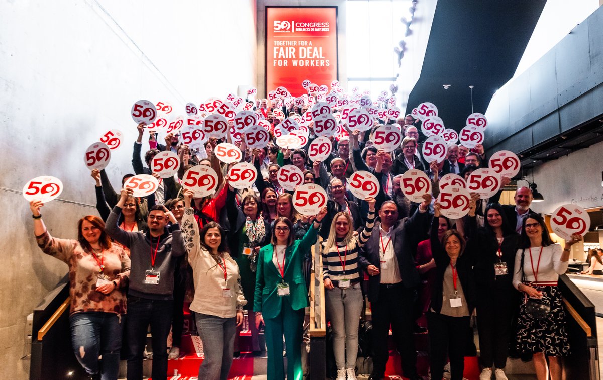Trade union energy and vibes for the 50th anniversary of the European Trade Union Confederation #ETUC50
5️⃣0️⃣ years of putting working people first ✊