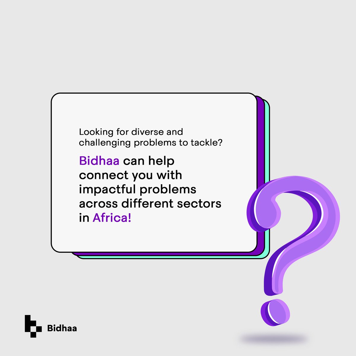 trybidhaa's tweet image. Looking for diverse and challenging problems to tackle? Bidhaa can help connect you with impactful problems across different sectors in Africa!
.
.
#afritech #impactful #techchallange #bidhaa