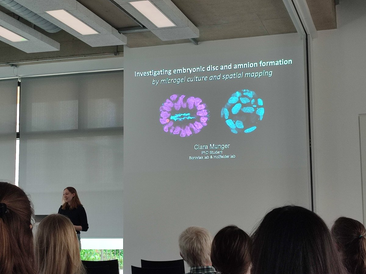 PhD student @Cl_munger  presenting about her work at the @CTR_Cambridge  half day seminar. #femalescientist #embryology