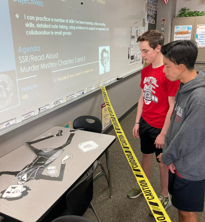 DCSCWarriors's tweet photo. This 7th-grade class participated in a murder mystery during Language Arts! Who Killed Edgar Allan Poe? allows students to practice their close reading skills and detailed writing skills and to explore characters from the world of Edgar Allan Poe in depth. https://t.co/2QTOeICRC4