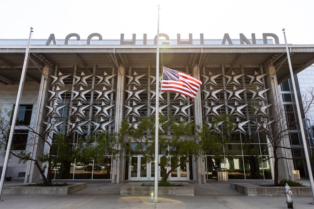 Flags are at half-staff at all campuses across ACC District today in honor of the victims, survivors, families, loved ones, and the entire Uvalde community on the one-year anniversary of the tragic violence that took place at Robb Elementary School.  bit.ly/3WvAGDS