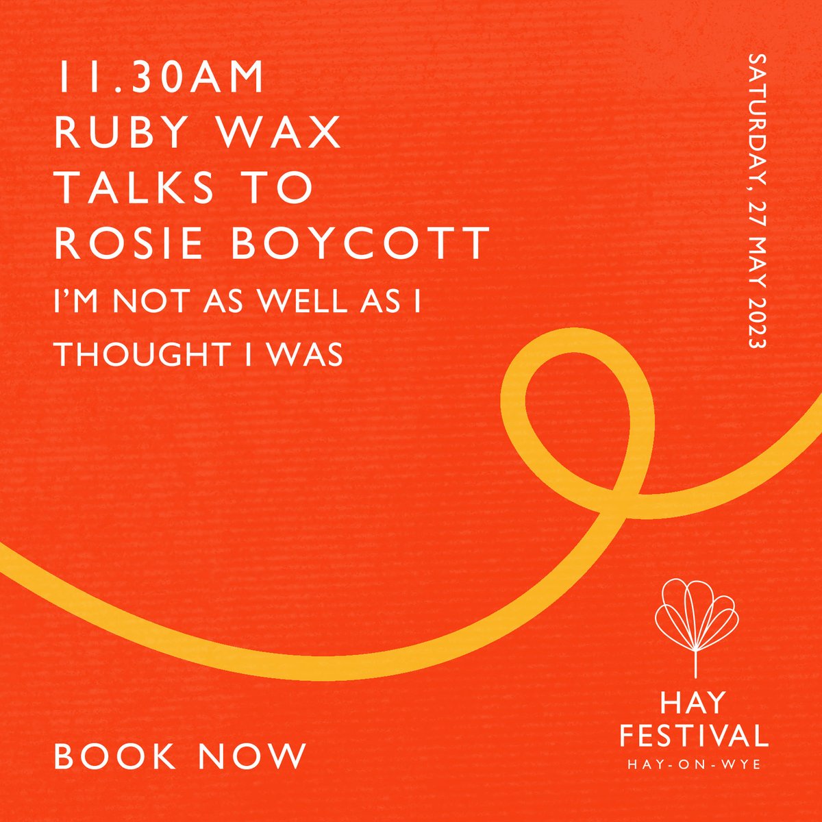I’m excited to be at the <a href="/hayfestival/">Hay Festival</a> on Saturday 27th May talking all about my new book, I’m Not As Well As I Thought I Was, as well as the journey I went on to find meaning that saw me checking into a psychiatric hospital. 
Tickets are still available:
bit.ly/HayFestival23