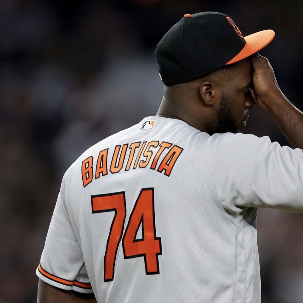nyporchsport's tweet photo. Félix Bautista emotional watching hero Aaron Judge tie game off him:

“Growing up, the Yankees were my favorite team, and Judge was my idol,” the Orioles closer said after Tuesday’s loss in the Bronx.

“Judge is an inspiration to tall ball players like me. When I was young, people would say, “Félix, you’re too big to play baseball. They want guys like Jose Altuve. Go play football.” I almost did. Then when Judge came around, I pointed to him and said, “LOOK, that’s who I’ll be.” I failed my team, but bigger than that, rounding the bases was a man proving guys our size can play ball.”
