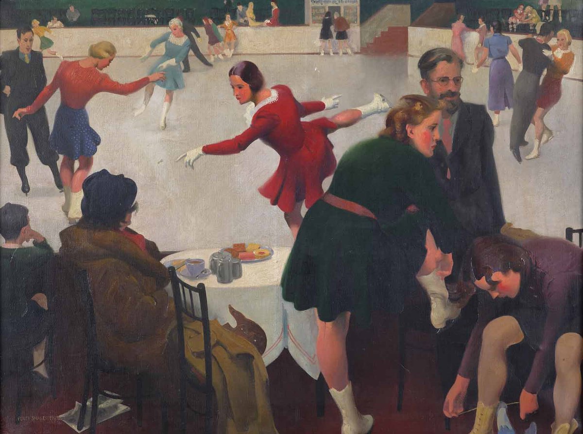Just realised it is the Percy Shakespeare talk tomorrow, forgotten to book?  No problem, just come along and see some of his wonderful paintings on display, including The Ice Rink! We are open 10am - 4pm with free talks  at 10.30am and 1pm #localart #PercyShakespeare