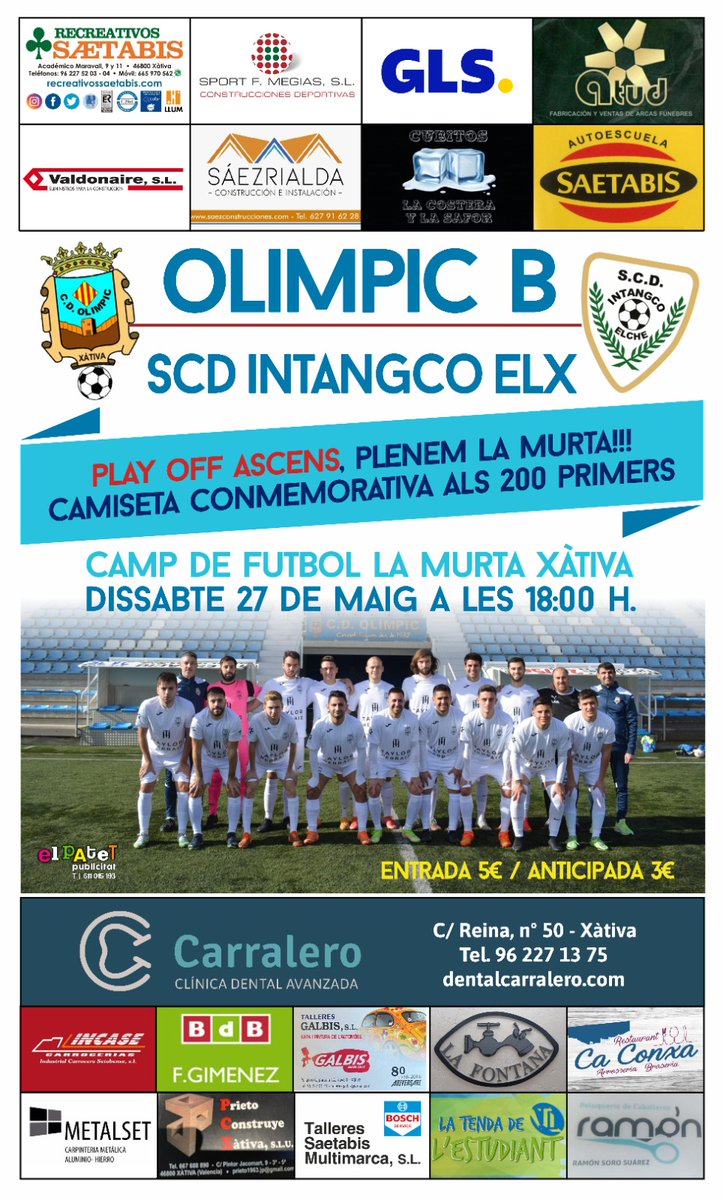 Volveremos a disfrutar de una promocion,gracias al <a href="/CD_Olimpic/">CD Olímpic de Xàtiva</a> b,esos ambientes únicos de partidos intensos y con gran ambiente de futbol,aprovecha la oportunidad y baja a la murta y anima al olimpic.VAMOSSSSS