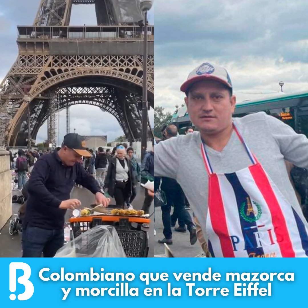 BravissimoCity's tweet photo. #Curiosidades | Devinson Campo es un Colombiano que se gana la vida vendiendo mazorca asada, morcillas y tamales al lado de la Torre Eiffel. 👏🏻
¿Qué opinan ustedes de este caso? 👀
#Bravissimo2023 #colombia #torreeiffel #paris #mazorcas https://t.co/cmDPFxFhg8