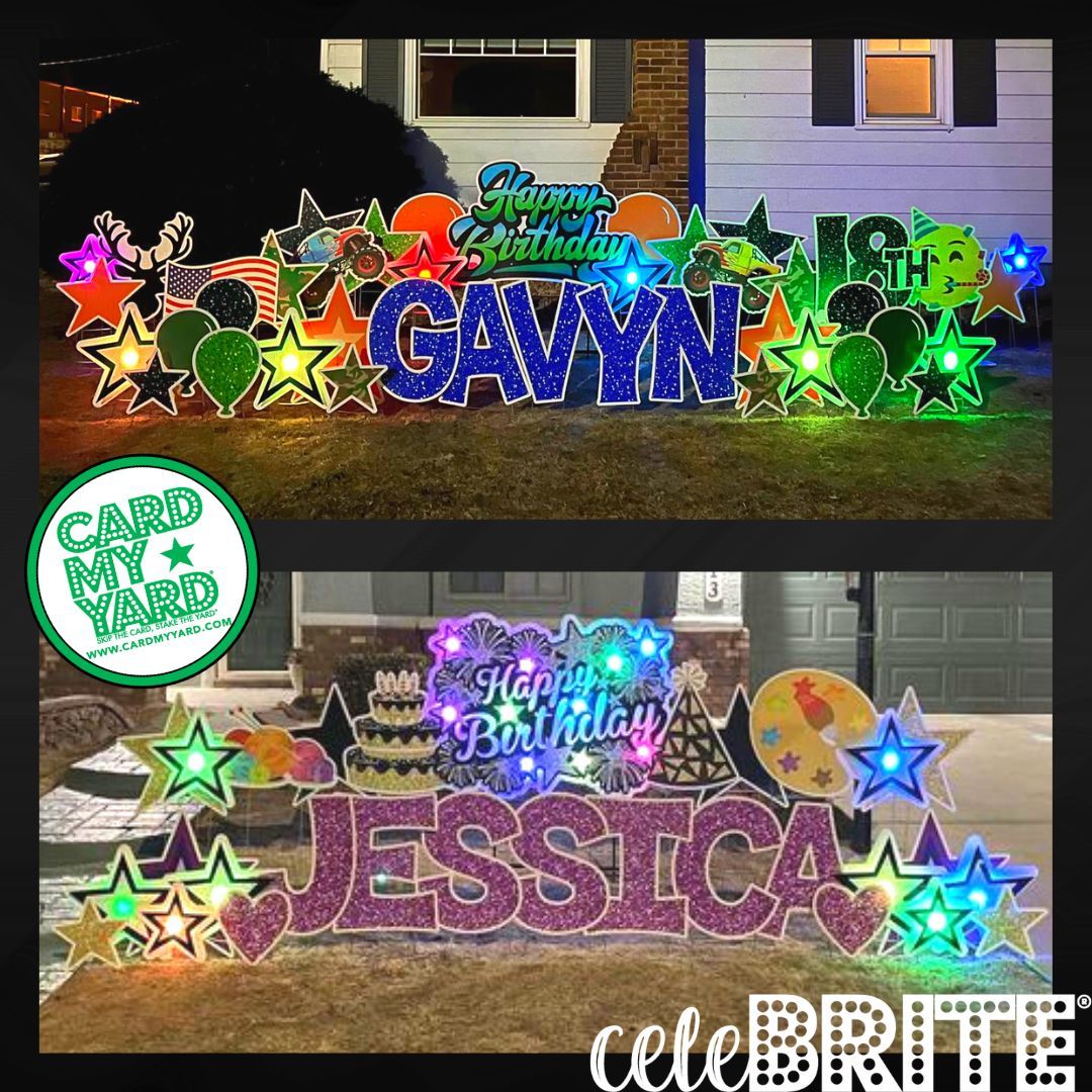 When the party doesn't start til the streetlights are on, choose celeBRITE and light up the lawn!
💚 Book with Card My Yard at cardmyyard.com 📲✅
#CardMyYard #Birthdaysign #celebrite #birthdayyardsign #yardsigns #choosejoy #birthdayideas