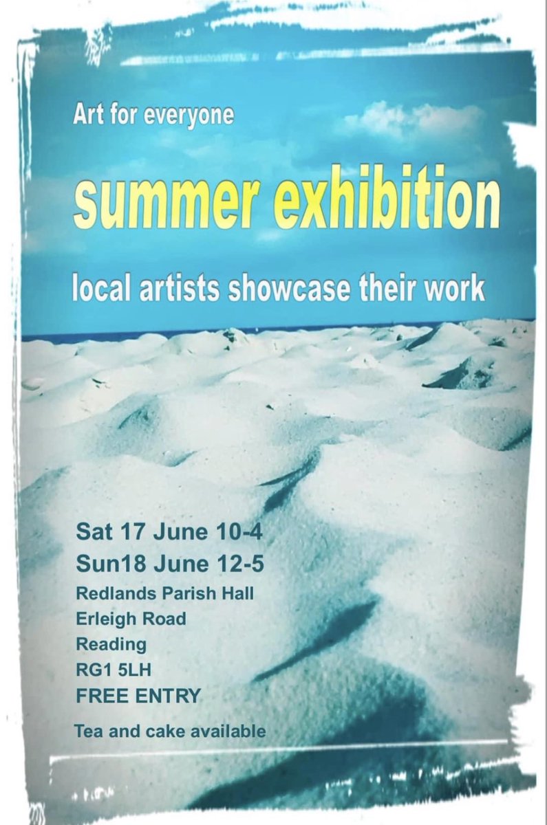 Community Arts (@towergas) on Twitter photo After the success of the Wholeness exhibition which we helped curate, they’re going to be holding several exhibitions (with stalls) throughout the year. Next one 17/18 June.
<a href="/jekenyon136/">Jane Kenyon 💙</a> <a href="/Redlandsparish/">Redlands Parish Church</a> #ArtExhibition #Art St Luke’s hall, Erleigh Rd. After the success of the Wholeness exhibition which we helped curate, they’re going to be holding several exhibitions (with stalls) throughout the year. Next one 17/18 June.
<a href="/jekenyon136/">Jane Kenyon 💙</a> <a href="/Redlandsparish/">Redlands Parish Church</a> #ArtExhibition #Art St Luke’s hall, Erleigh Rd.
