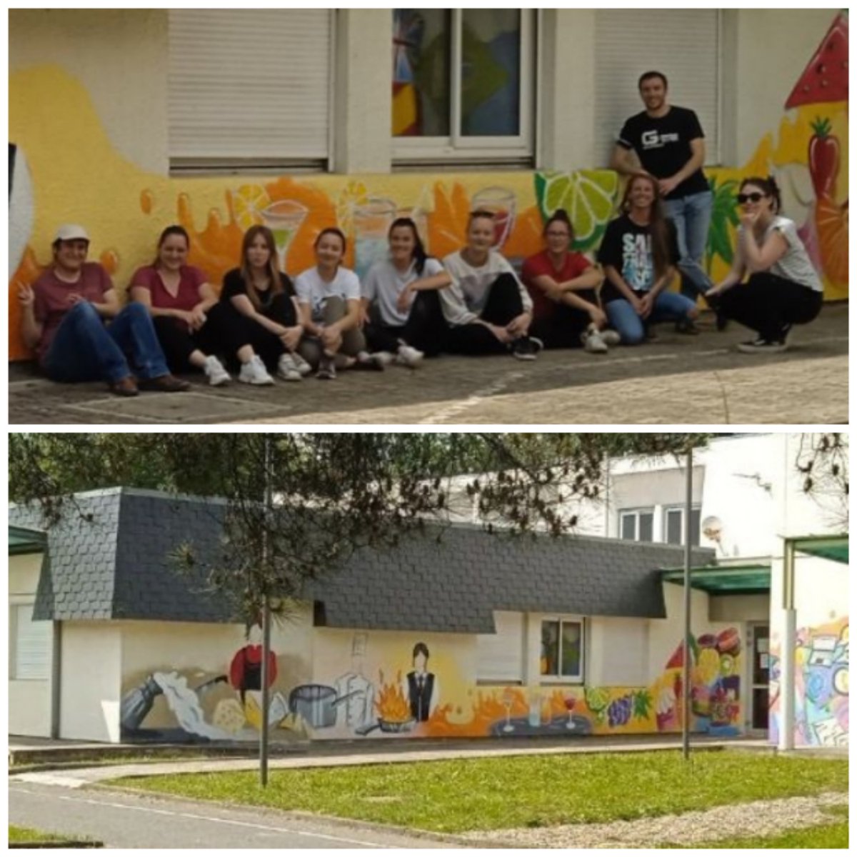 Lautreamont65's tweet photo. Oh la belle fresque murale des formations de Lautréamont sur le mur de l'internat ! 
Bravo et merci aux étudiants de M1 de l'@inspeTop du site de #tarbes, à Maud pour ce projet collaboratif, un magnifique cadeau dans le cadre du projet Graf'urbain @DSDEN65 @DAACToulouse @AnneM_V https://t.co/4Aqo5Eifj9