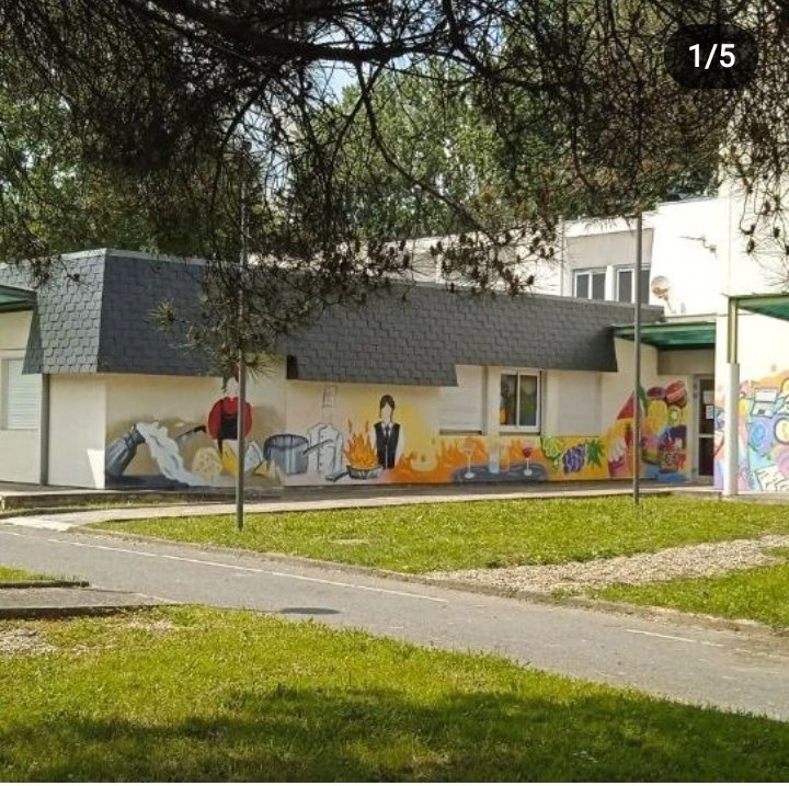 Lautreamont65's tweet photo. Oh la belle fresque murale des formations de Lautréamont sur le mur de l'internat ! 
Bravo et merci aux étudiants de M1 de l'@inspeTop du site de #tarbes, à Maud pour ce projet collaboratif, un magnifique cadeau dans le cadre du projet Graf'urbain @DSDEN65 @DAACToulouse @AnneM_V https://t.co/4Aqo5Eifj9
